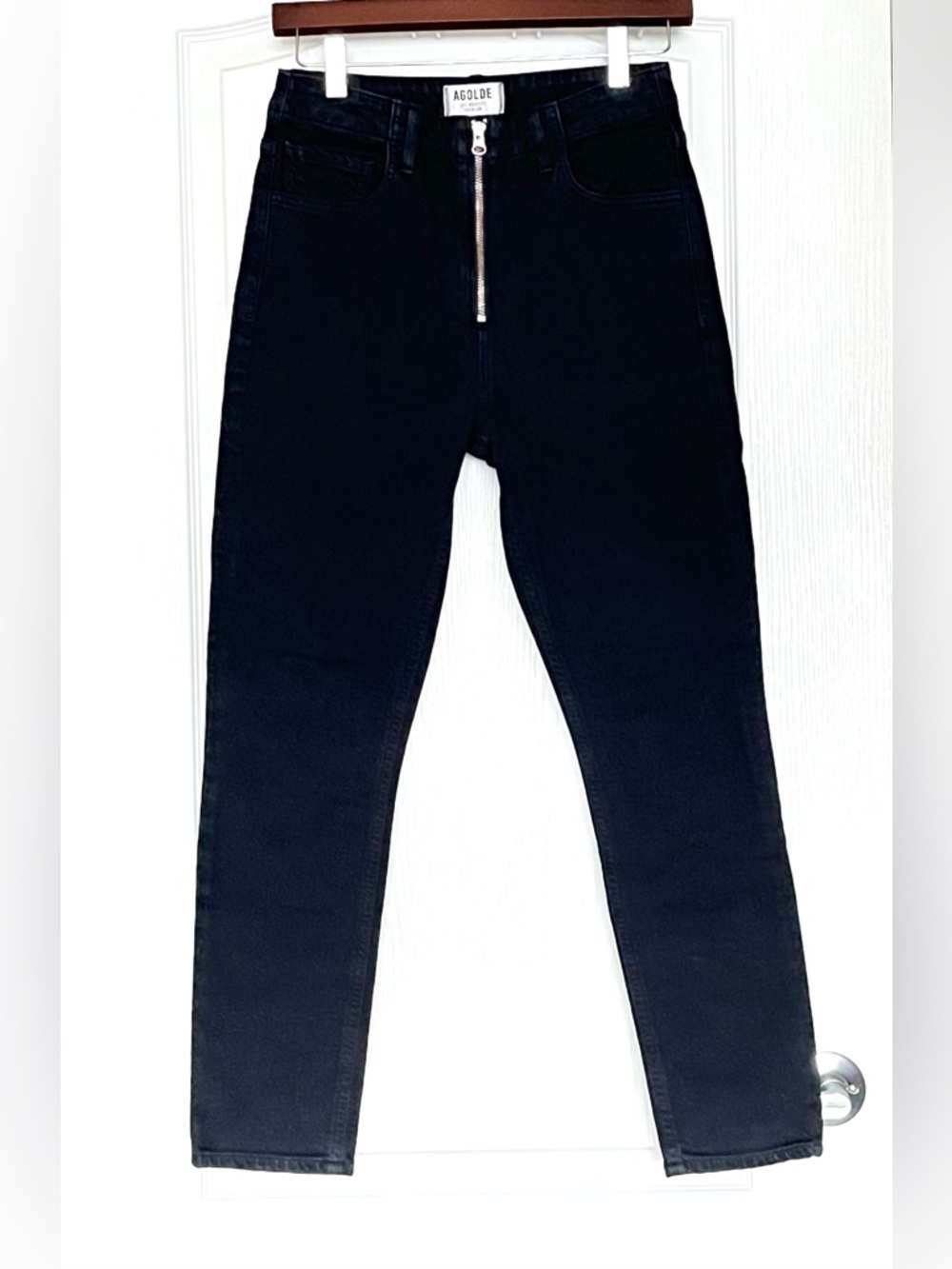 AGOLDE Premium Size 26 Nico High Rise Slim Straight Jean In Virtue Wash Black